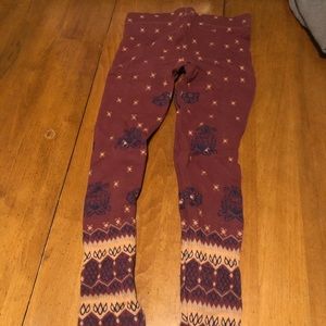 Free People knitted lounge leggings red pattern small